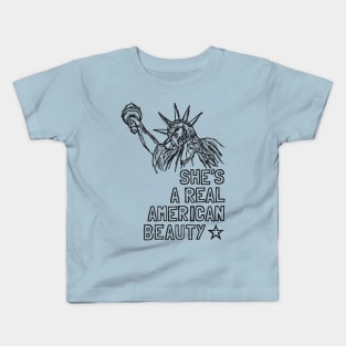 She's A Real American Beauty: Patriotic Statue Of Liberty Sketch Kids T-Shirt